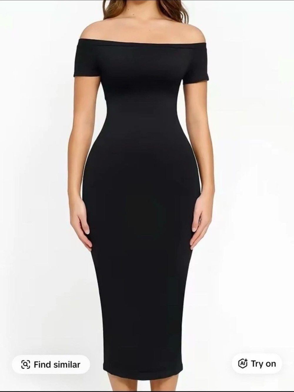 Popilush Off-Shoulder Black Bodycon Midi Dress